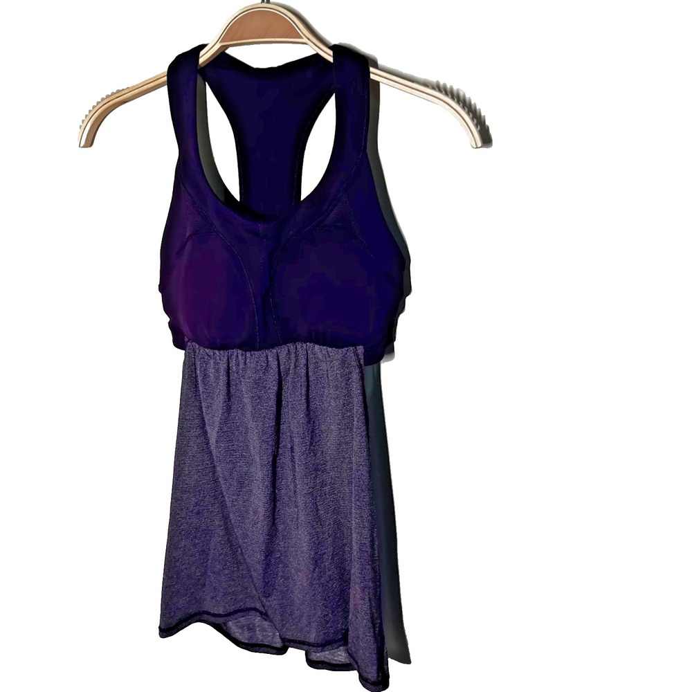 Lululemon Purple Hi/Lo Racerback Shelf Bra Athletic Tank Shirt Size 4 EUC gYM